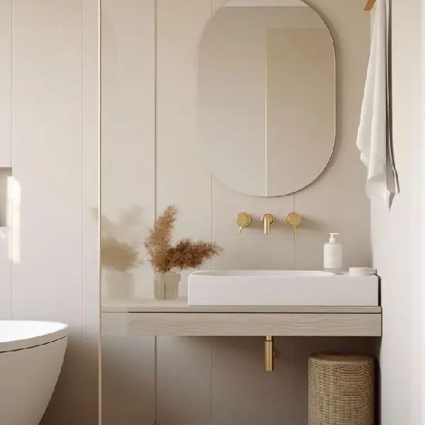 Pale gold bathroom